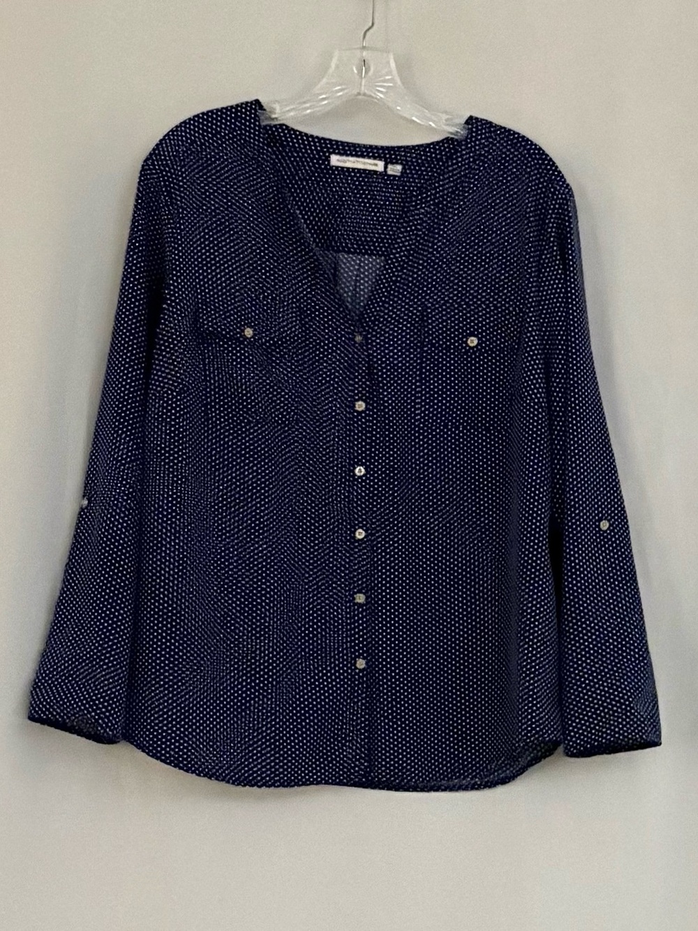 Notations Navy Polka Dot Long Sleeve Blouse